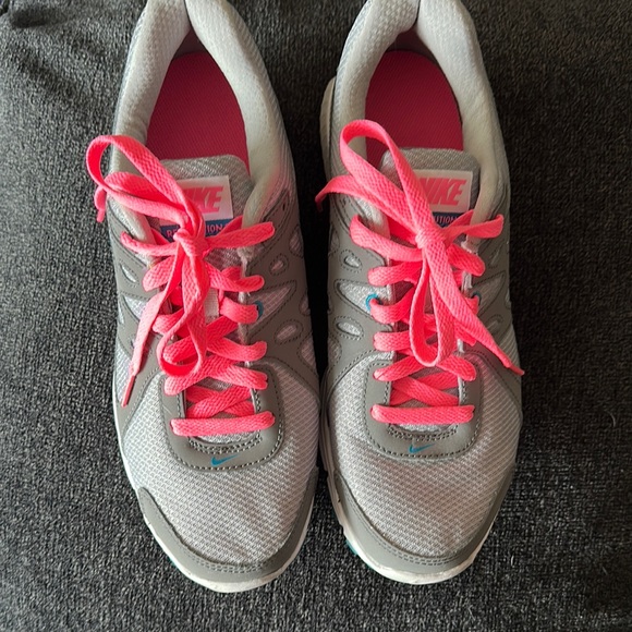 Nike Shoes - Nike Gray and Pink Athletic Sneakers with Bold Laces